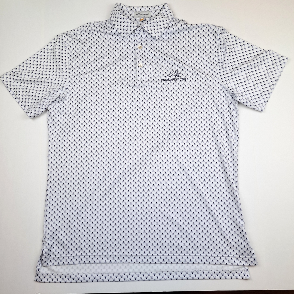 Peter Millar Summer Comfort Mens Skull Golf Clubs Polo Shirt Blue White M